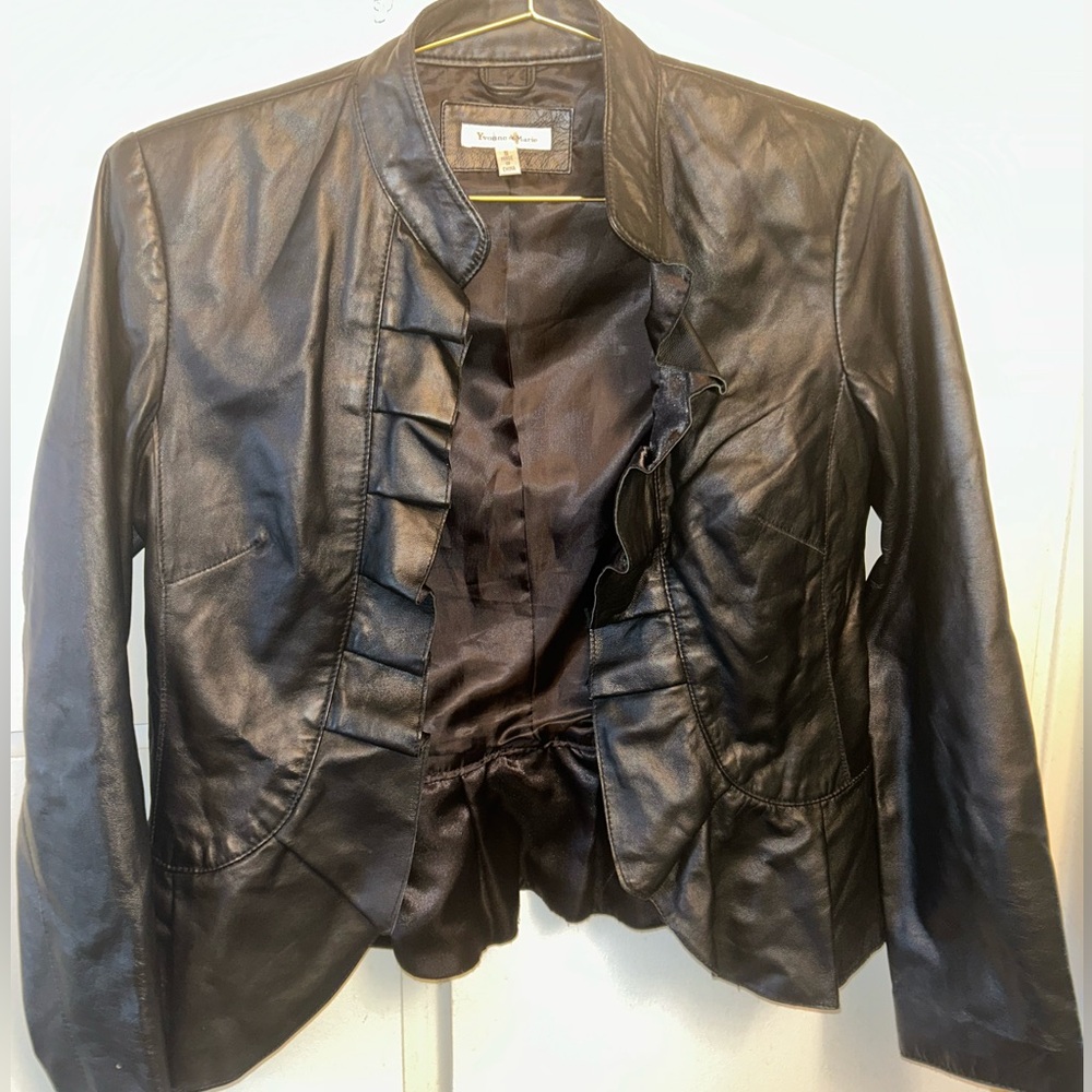 Vintage Leather Ruffled Jacket
